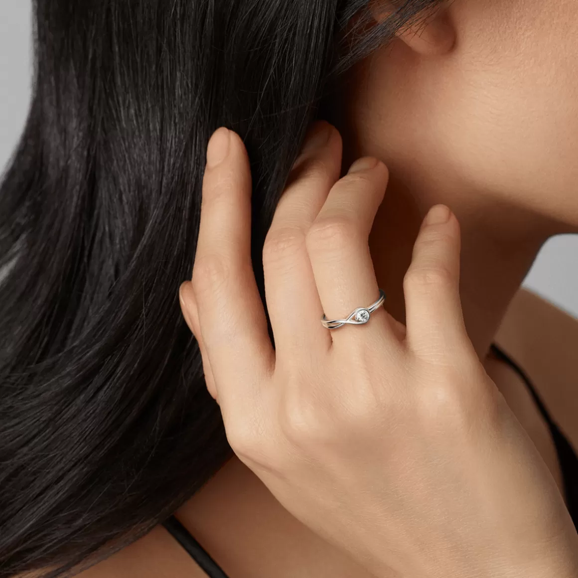 Pandora Anéis De Diamante-Anel De Diamante 0_15 Quilate Em Prata De Lei