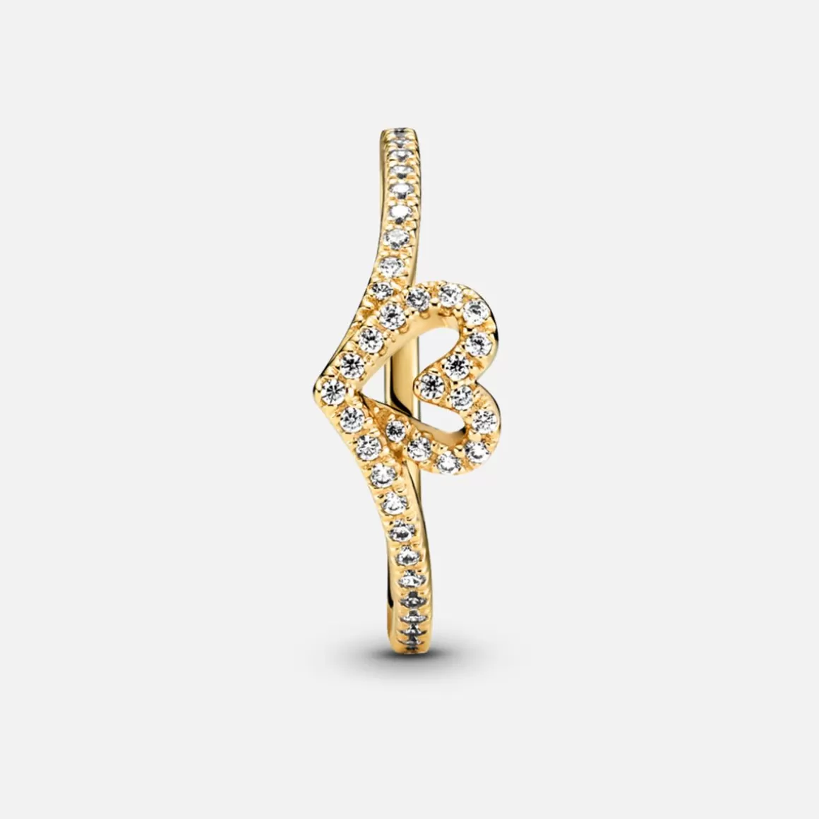 Pandora Anéis De Ouro-Anel de Ouro Chevron Coração Vazado Brilhante
