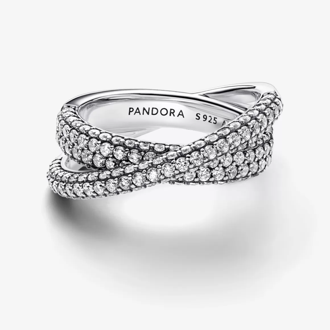 Pandora Anéis De Prata-Anel de Prata Aros Cruzados em Pavé