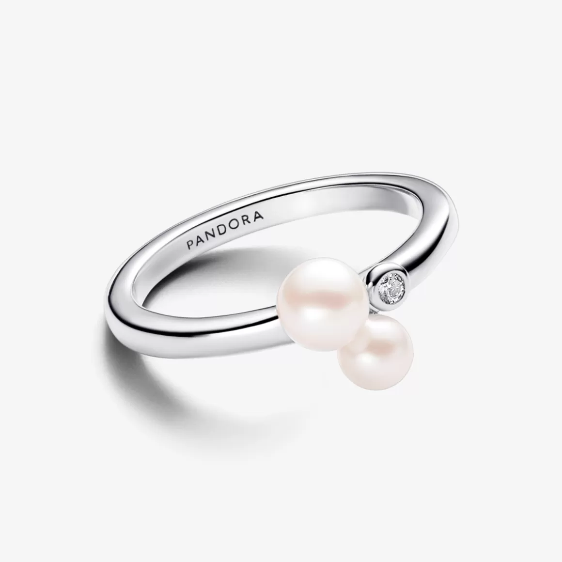 Pandora Anéis De Prata-Anel de Prata com Pérola, Zircônia e Aro Liso