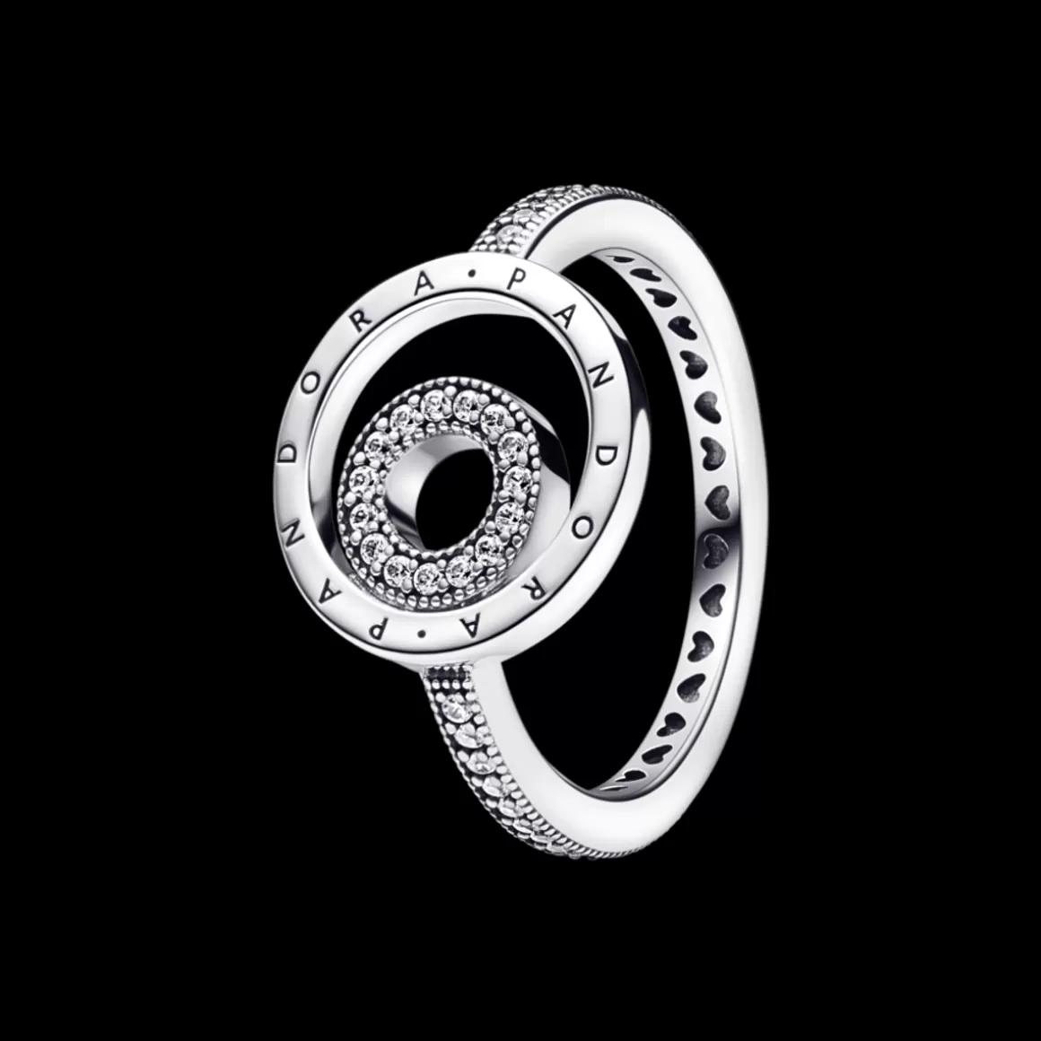 Pandora Anéis De Prata-Anel de Prata Círculo Logo e Pavé