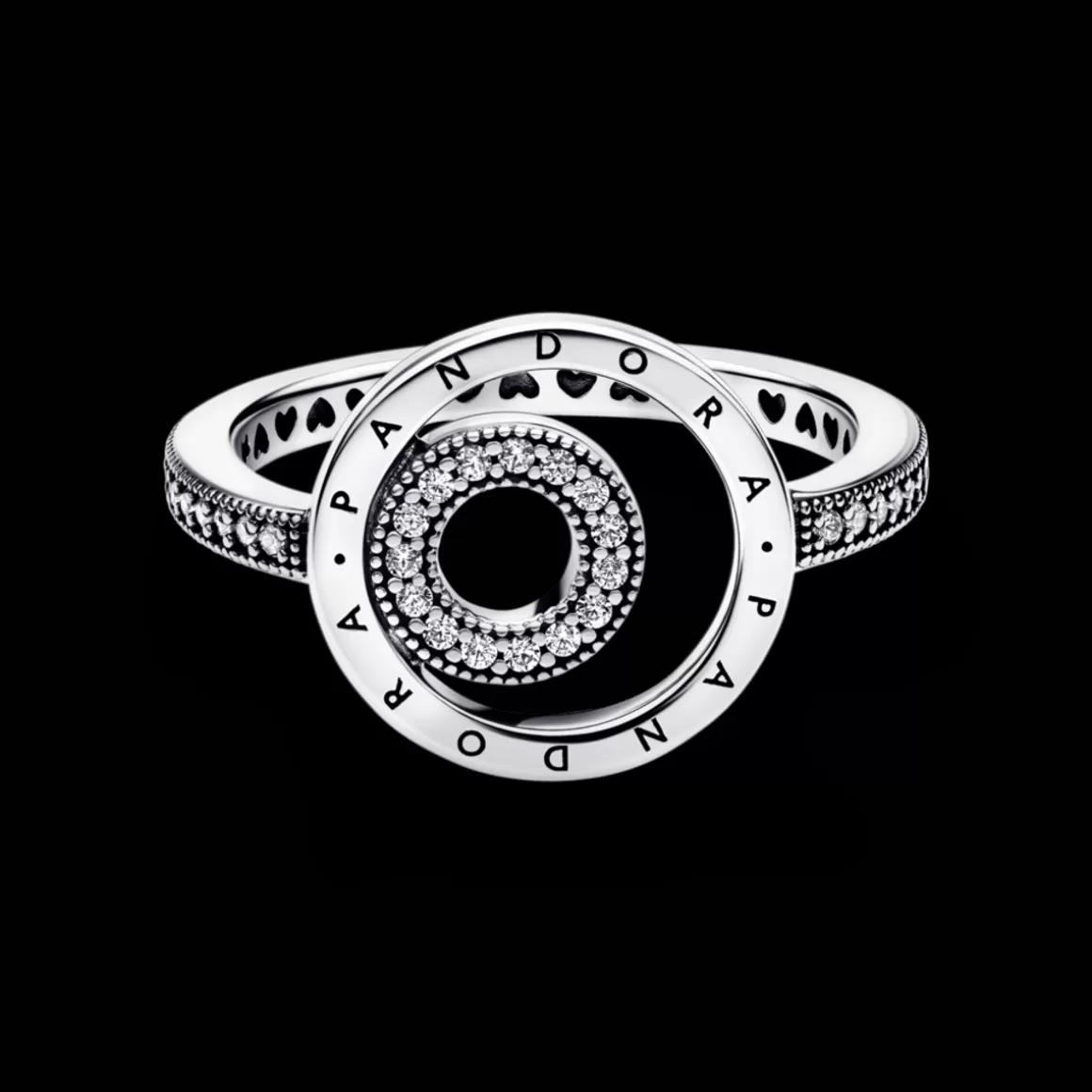 Pandora Anéis De Prata-Anel de Prata Círculo Logo e Pavé