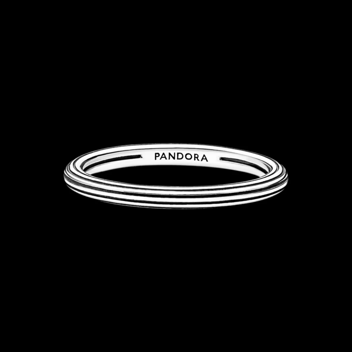Pandora Anéis De Prata-Anel de Prata Linhas e Ranhuras Me