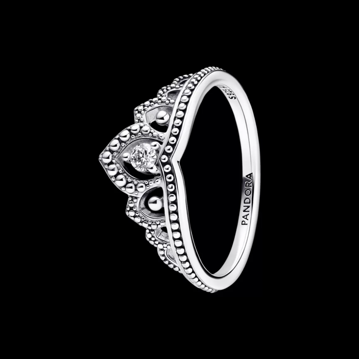 Pandora Anéis De Prata-Anel de Prata Tiara Realeza Grande