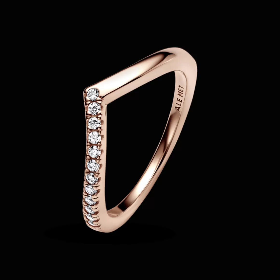 Pandora Anéis Em Ouro Rosé-Anel Ouro Rosé Chevron Desejos Brilhantes