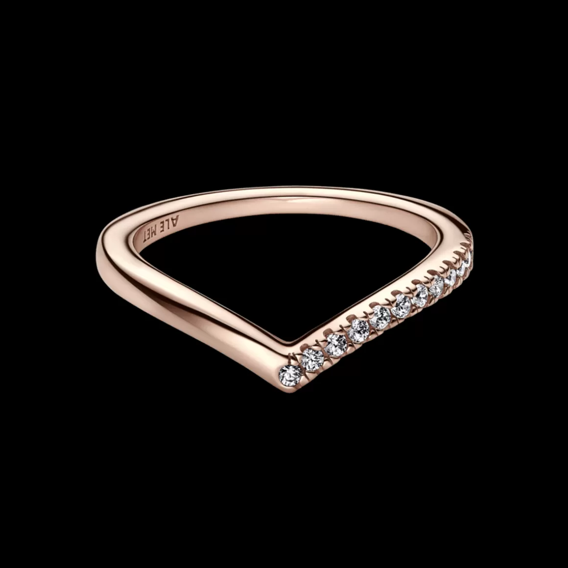 Pandora Anéis Em Ouro Rosé-Anel Ouro Rosé Chevron Desejos Brilhantes