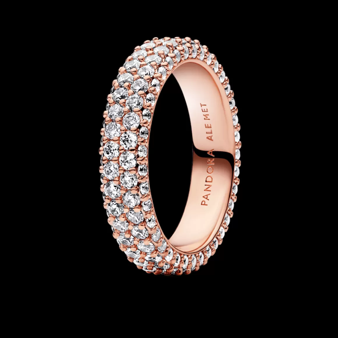 Pandora Anéis Em Ouro Rosé-Anel Ouro Rose Fileira Dupla de Zircônias