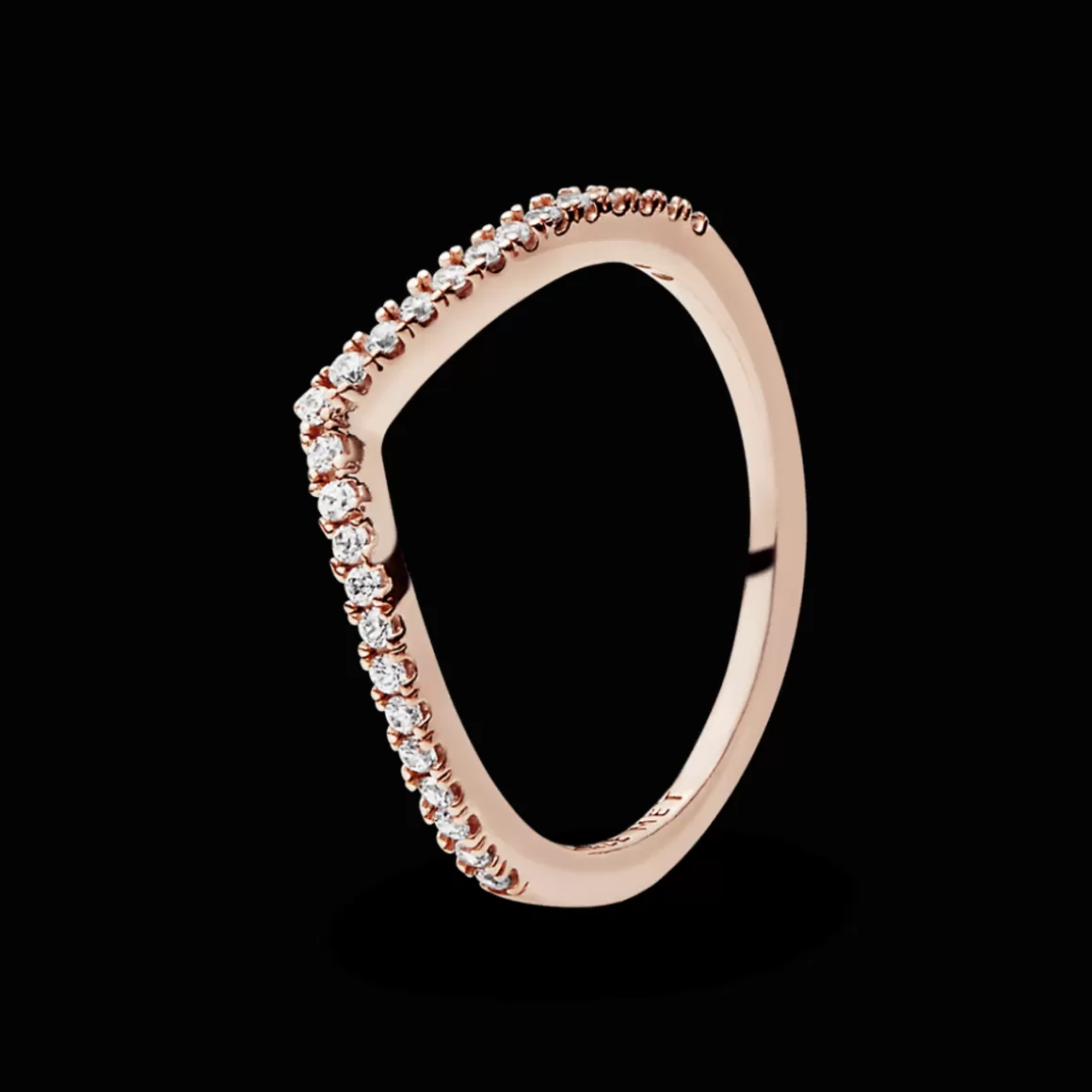 Pandora Anéis Em Ouro Rosé-Anel Chevron Brilhante Em Ouro Rose