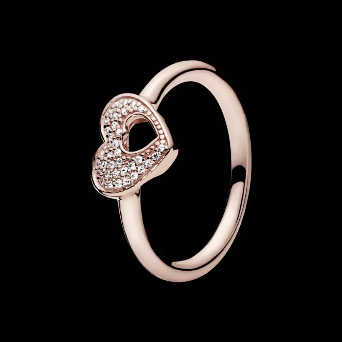 Pandora Anéis Em Ouro Rosé-Anel Rosetm Combinável Moldura Mini Coração