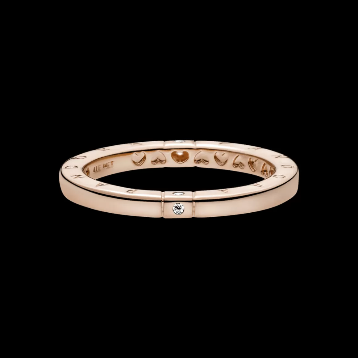 Pandora Anéis Em Ouro Rosé-Anel Signature E Coracoes Em Ouro Rose