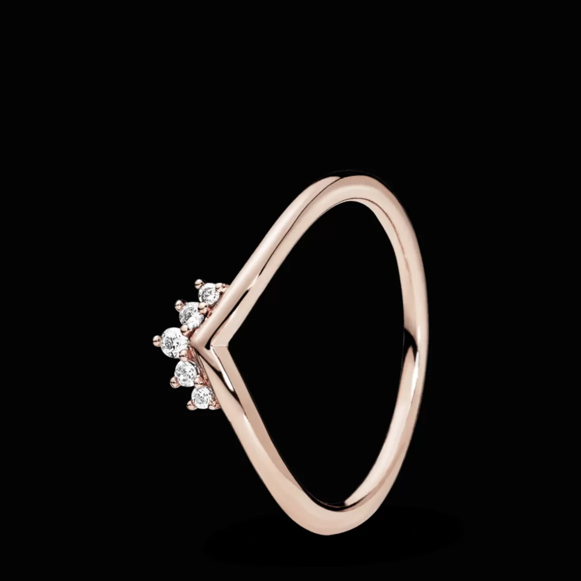 Pandora Anéis Em Ouro Rosé-Anel Rose Chevron Coroa Brilhante