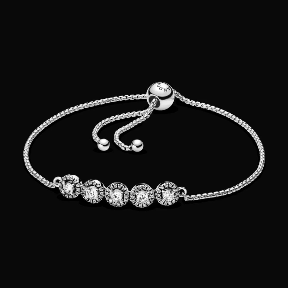 Pandora Braceletes De Prata-Bracelete Ajustavel Circulo Brilhante