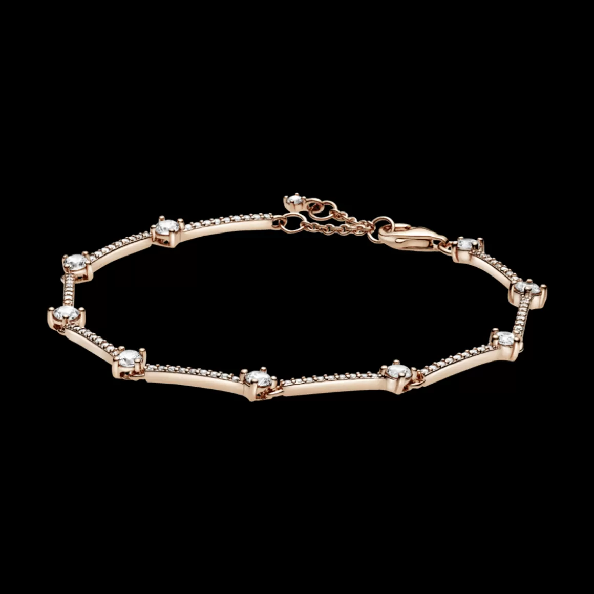 Pandora Braceletes De Ouro Rosé-Bracelete Com Barras Brilhantes Em Pave_Ouro Rose