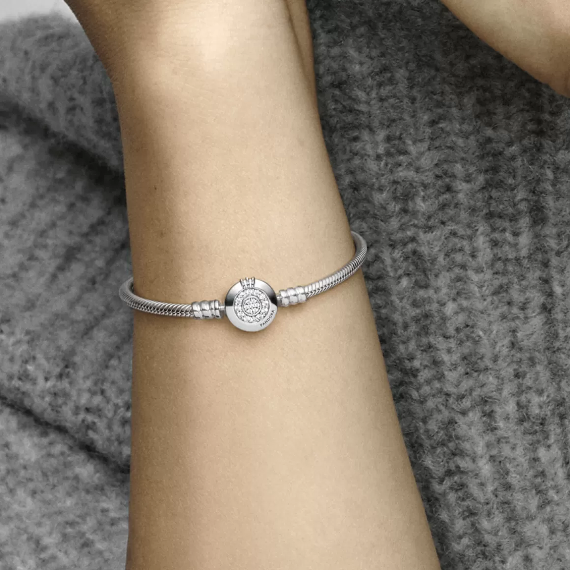 Pandora Braceletes De Prata-Bracelete Coroa Em O Brilhante Signature