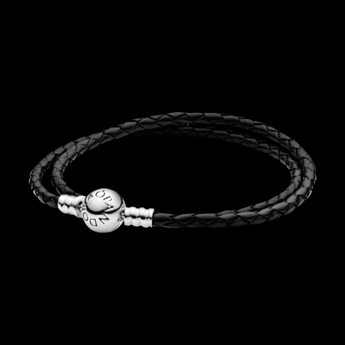 Pandora Braceletes Maleáveis Em Couro-Bracelete De Couro Preto Com O Fecho Redondo