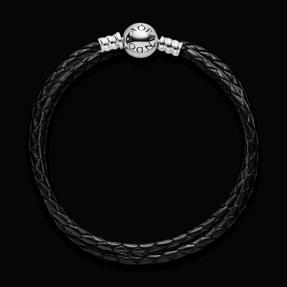 Pandora Braceletes Maleáveis Em Couro-Bracelete De Couro Preto Com O Fecho Redondo