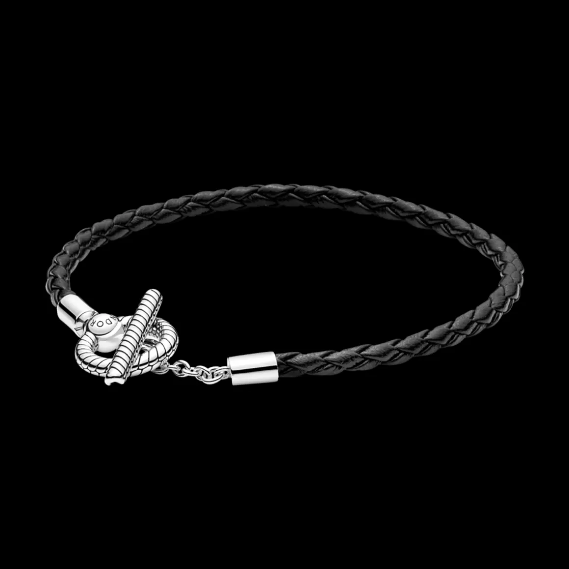 Pandora Braceletes Maleáveis Em Couro-Bracelete de Couro Preto e Fecho T