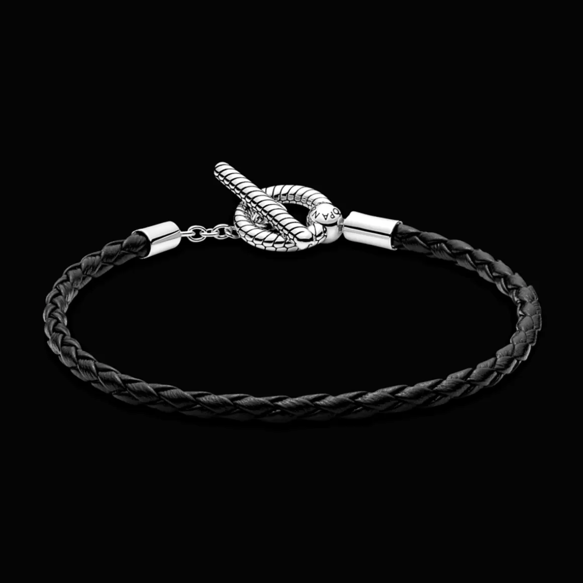 Pandora Braceletes Maleáveis Em Couro-Bracelete de Couro Preto e Fecho T