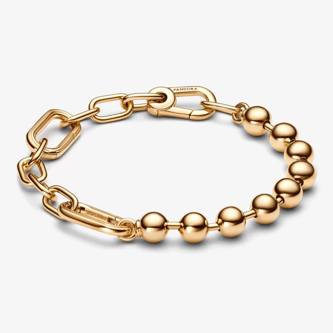 Pandora Braceletes Maleáveis Em Ouro | Bracelete De Ouro-Bracelete de Ouro Corrente de Elos e Esferas