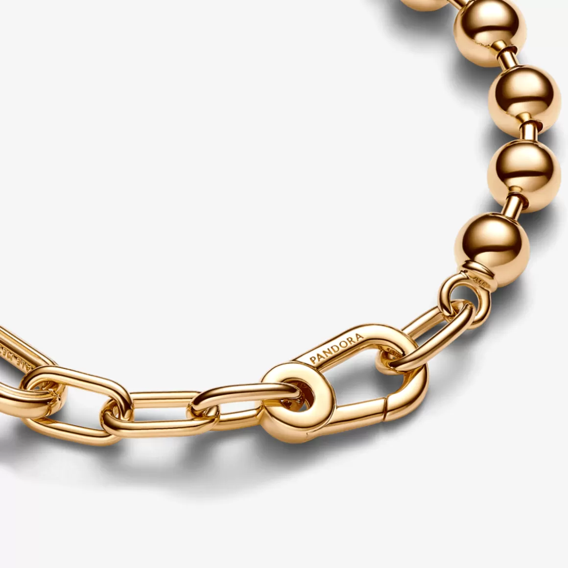 Pandora Braceletes Maleáveis Em Ouro | Bracelete De Ouro-Bracelete de Ouro Corrente de Elos e Esferas