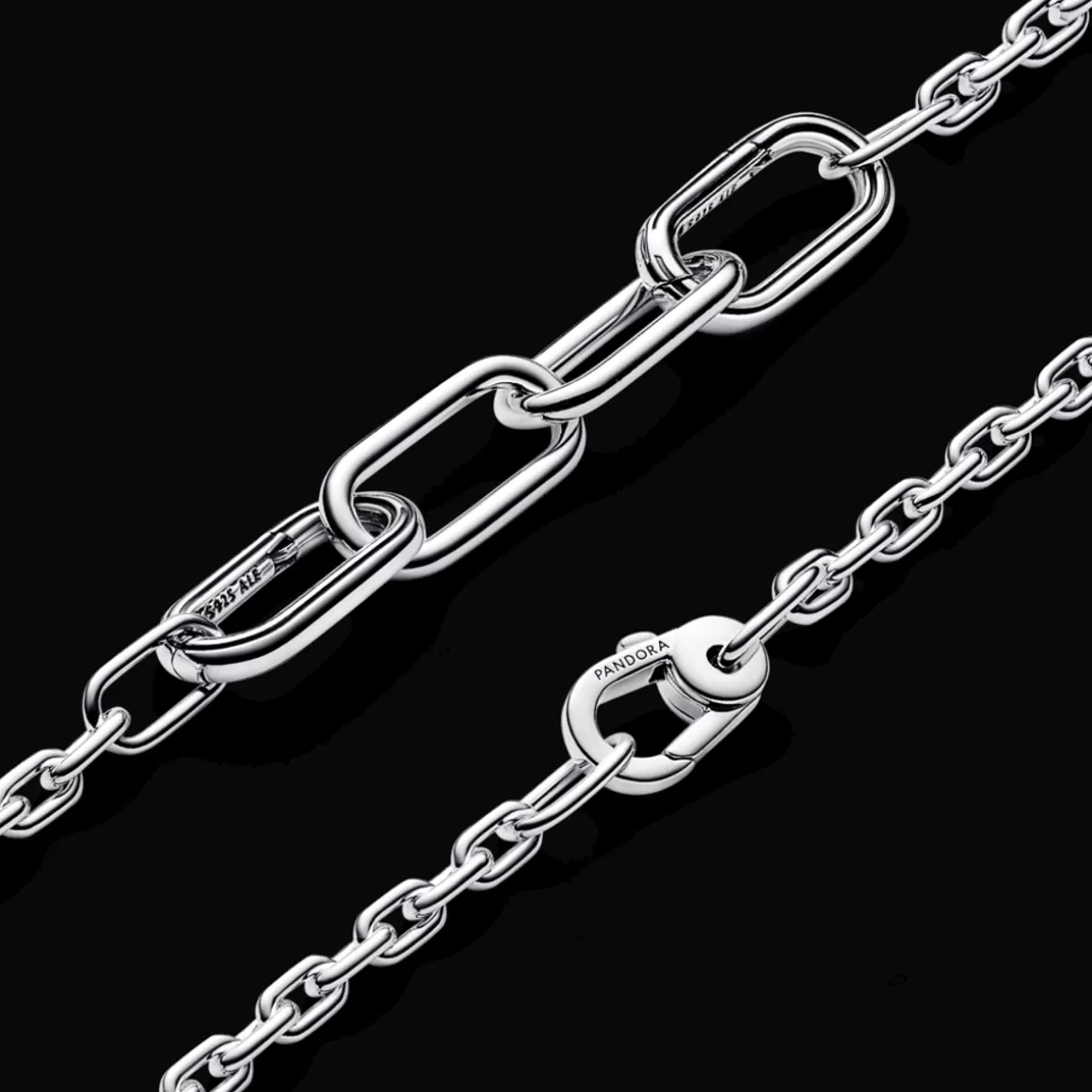 Pandora Braceletes De Prata-Bracelete de Prata Corrente de Links Grande e Pequeno