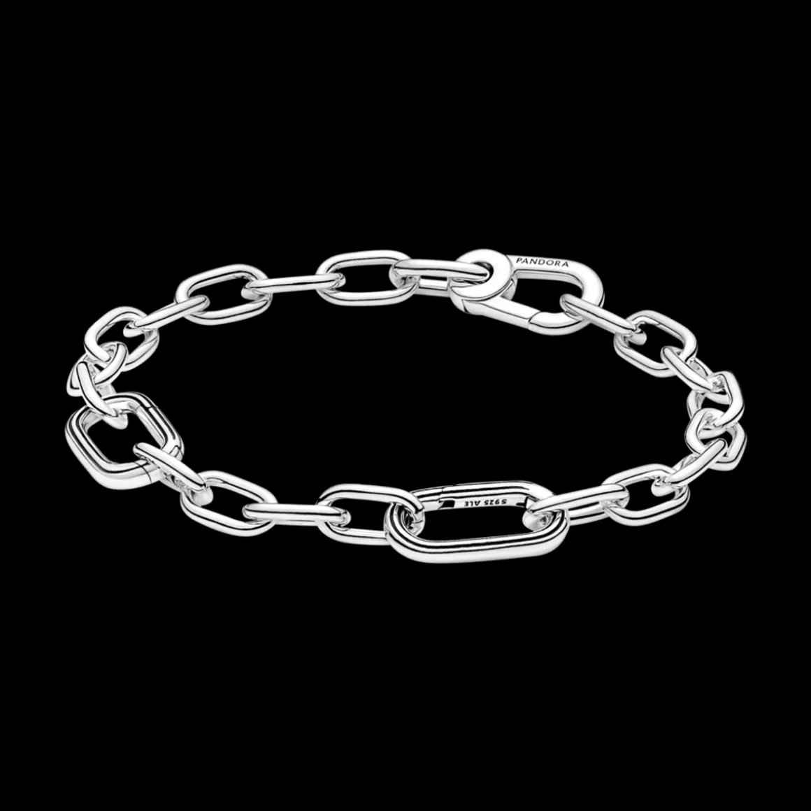 Pandora Braceletes Rígidos Em Prata | Braceletes De Ouro Rosé-Bracelete De Prata Corrente De Links Pequenos