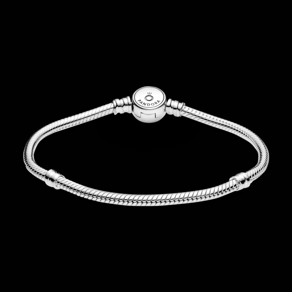 Pandora Braceletes Maleáveis Em Prata-Bracelete de Prata em Trama e Fecho em Pavé_Azul