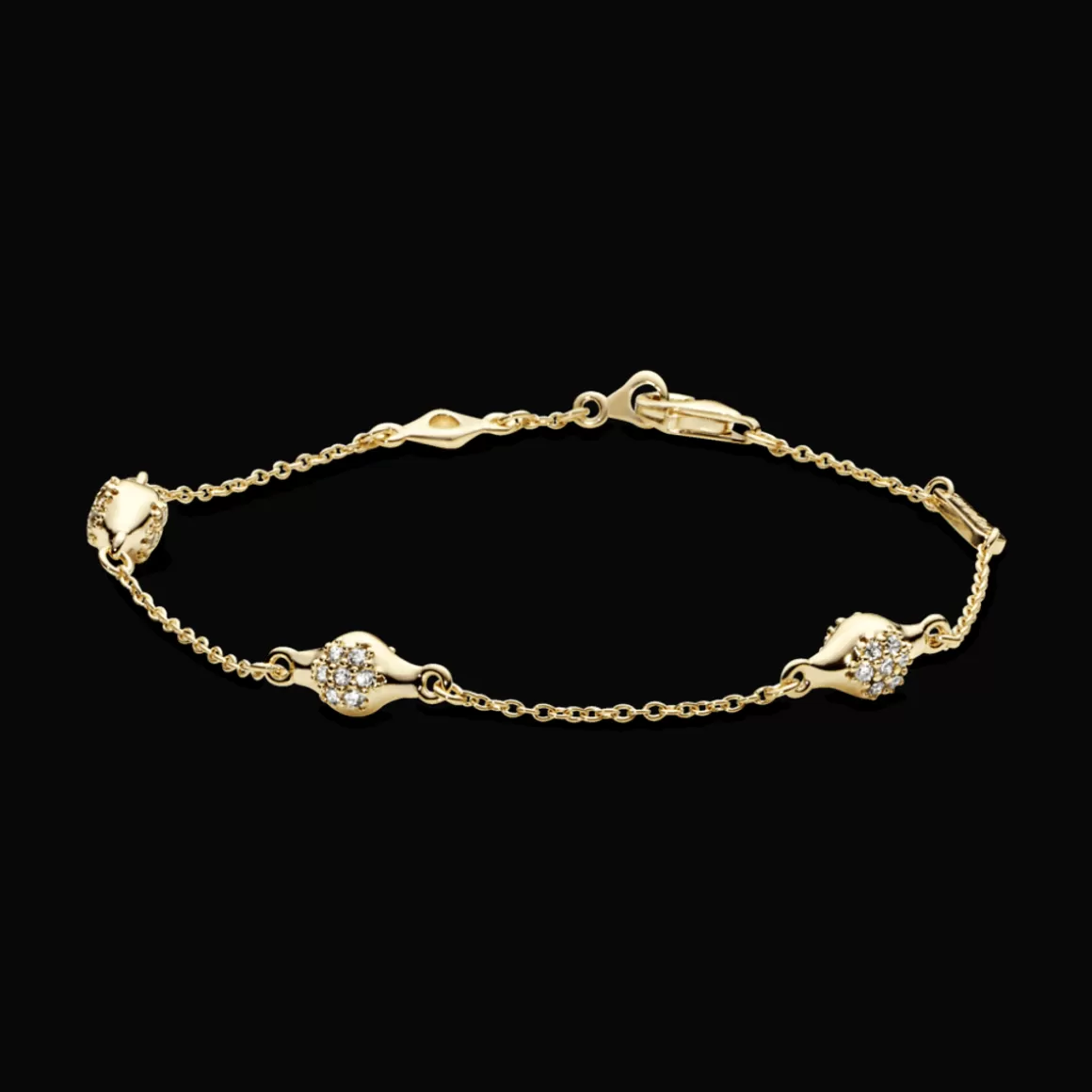 Pandora Bracelete De Ouro-Bracelete Love Pods Shine