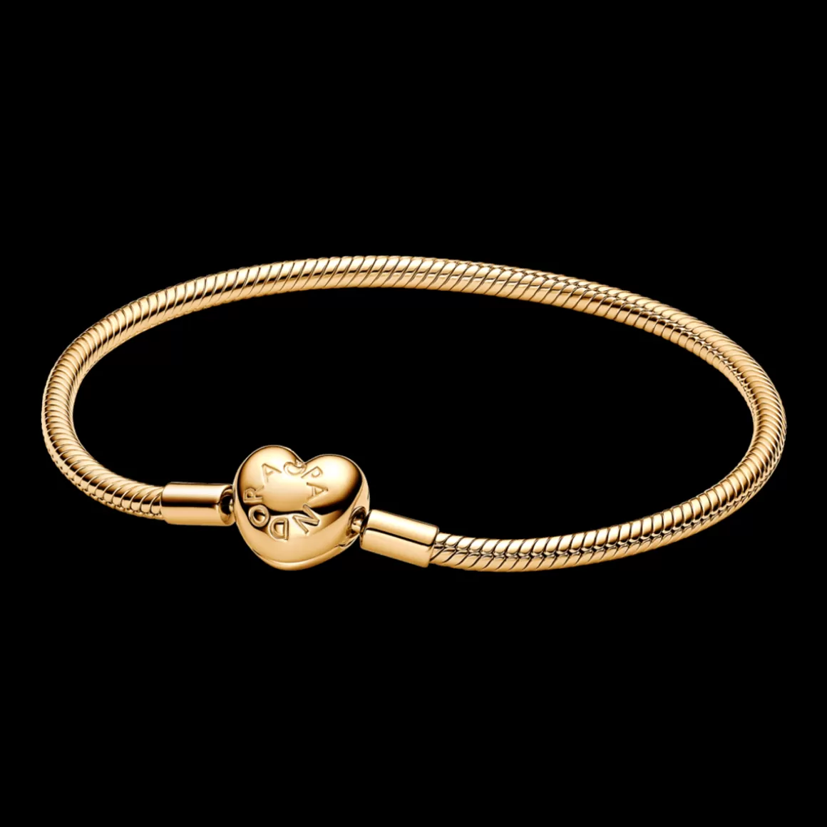 Pandora Bracelete De Ouro-Bracelete MaleavelCom Fecho De Coracao Moments