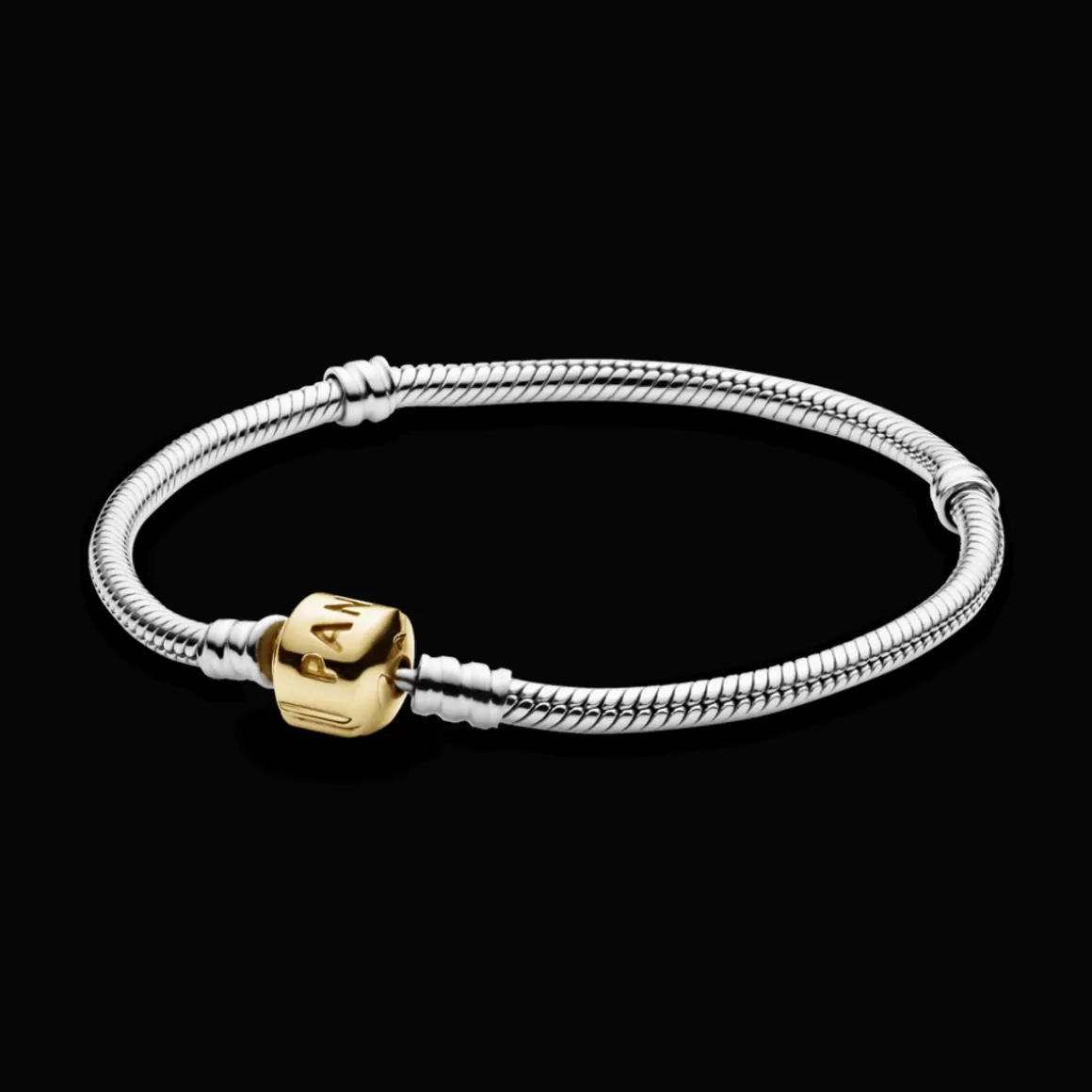 Pandora Bracelete Dois Tons | Braceletes De Prata-Bracelete Moments Com Fecho De Ouro 14k