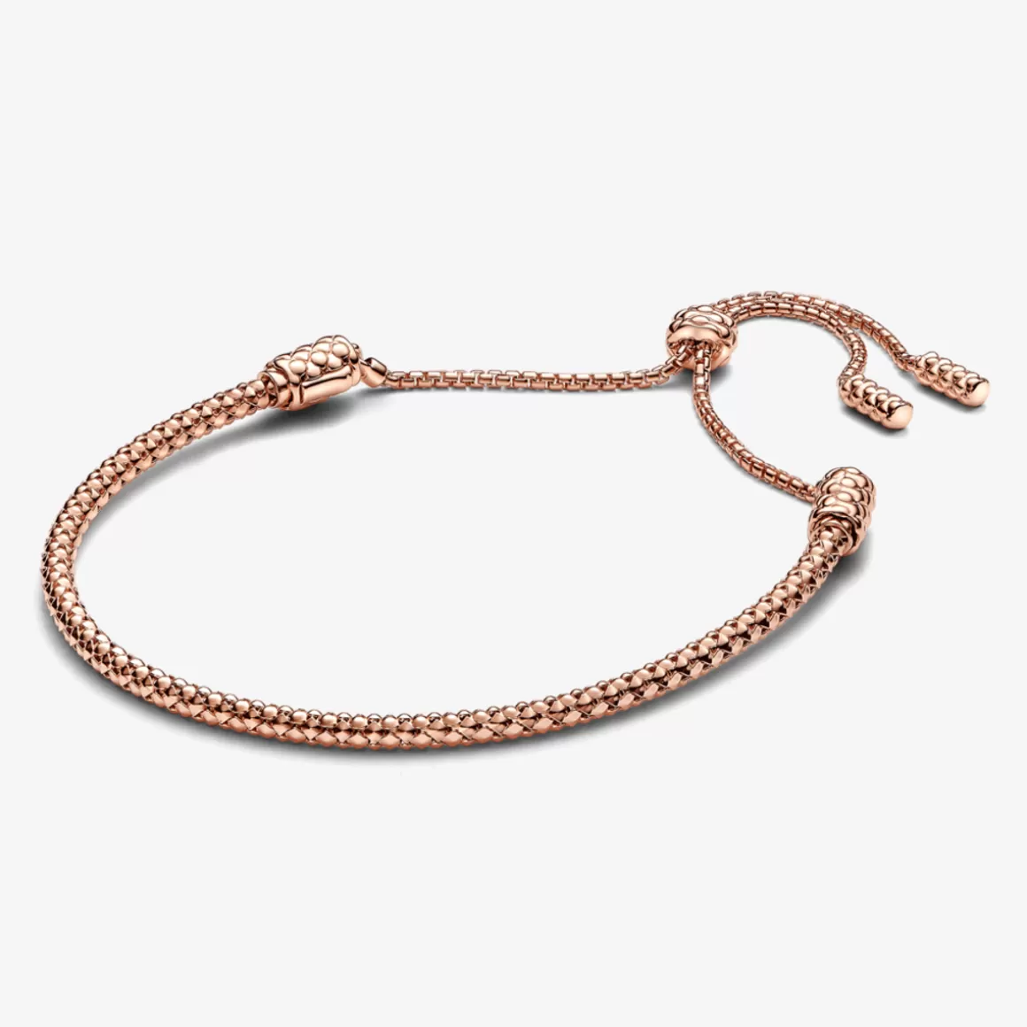 Pandora Braceletes Maleáveis Em Ouro Rosé-Bracelete Ouro Rosé Corrente Cravejada Ajustável