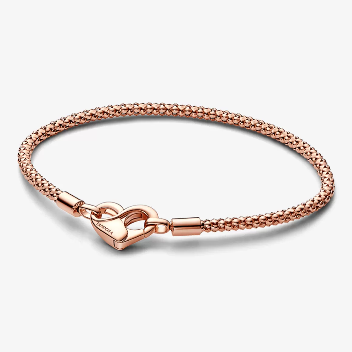 Pandora Braceletes De Ouro Rosé-Bracelete Ouro Rosé Corrente Cravejada e Fecho Coração