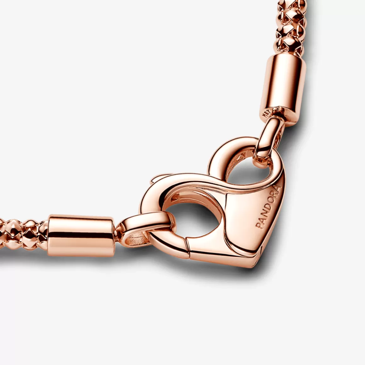 Pandora Braceletes De Ouro Rosé-Bracelete Ouro Rosé Corrente Cravejada e Fecho Coração