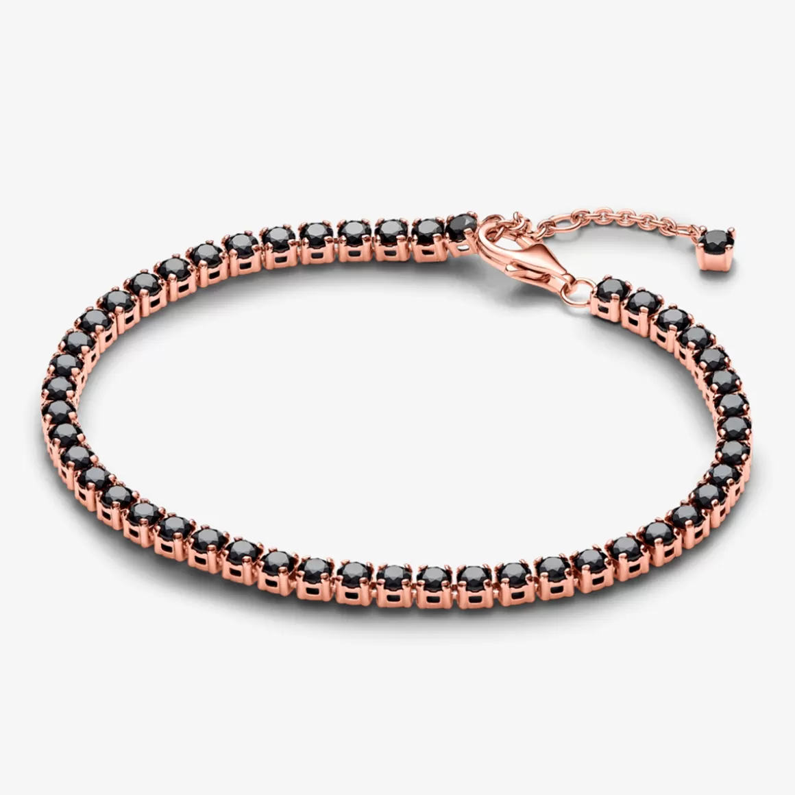 Pandora Braceletes Rígidos Em Ouro Rosé-Bracelete Ouro Rose Cravejado Cristal Preto