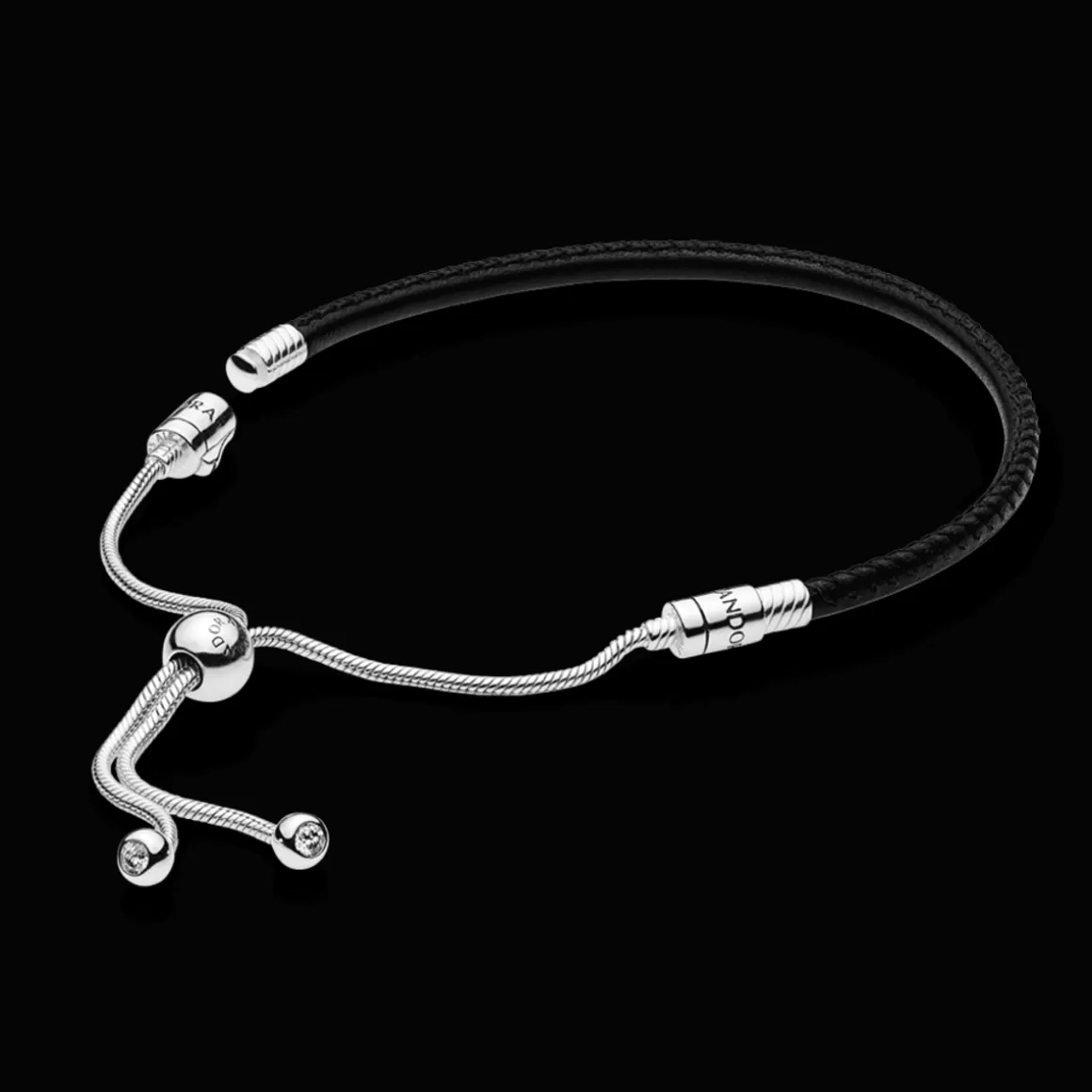 Pandora Braceletes Maleáveis Em Couro-Bracelete Cordao De Couro Preto