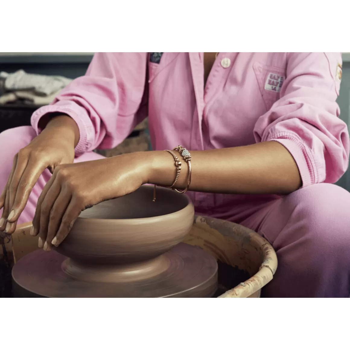 Pandora Braceletes De Ouro Rosé-Bracelete Cordao Esferas Em Ouro Rose