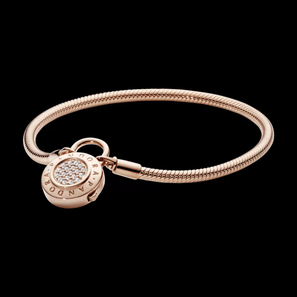 Pandora Braceletes De Ouro Rosé-Bracelete Crie& Combine Fecho Cadeado em Ouro Rose