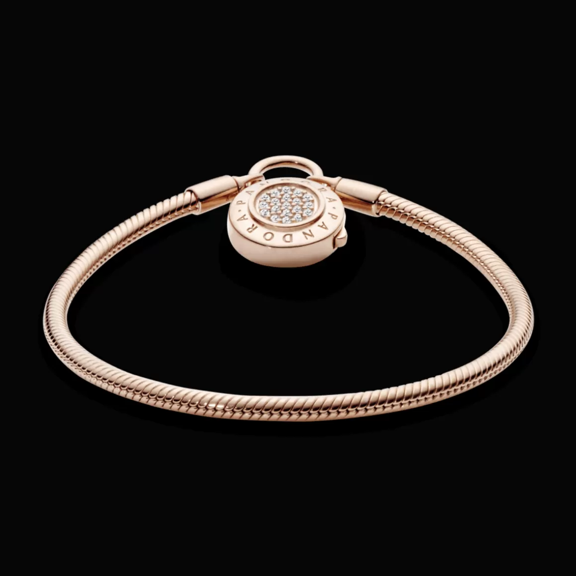 Pandora Braceletes De Ouro Rosé-Bracelete Crie& Combine Fecho Cadeado em Ouro Rose
