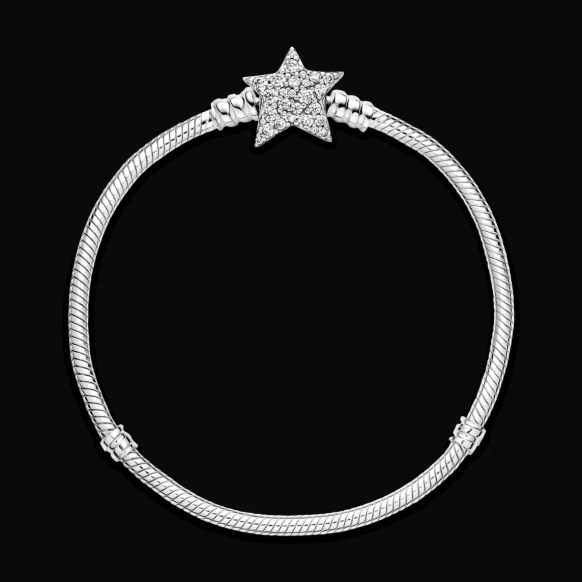 Pandora Braceletes Maleáveis Em Prata-Bracelete Moments Com Fecho De Estrela