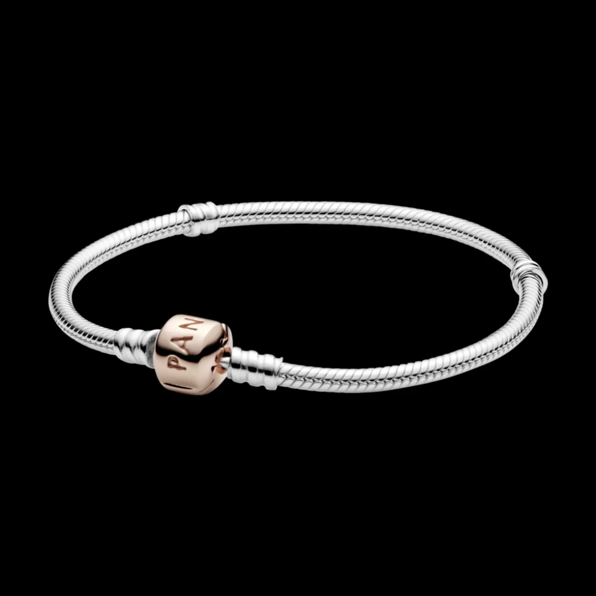 Pandora Bracelete Dois Tons-Bracelete Moments Com Fecho Ouro Rose