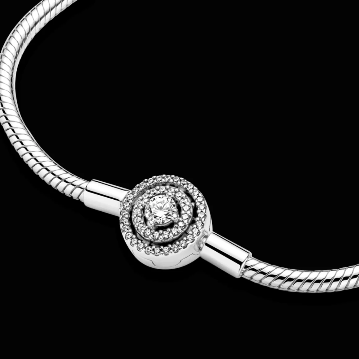 Pandora Braceletes Maleáveis Em Prata-Bracelete Moments Com Halo