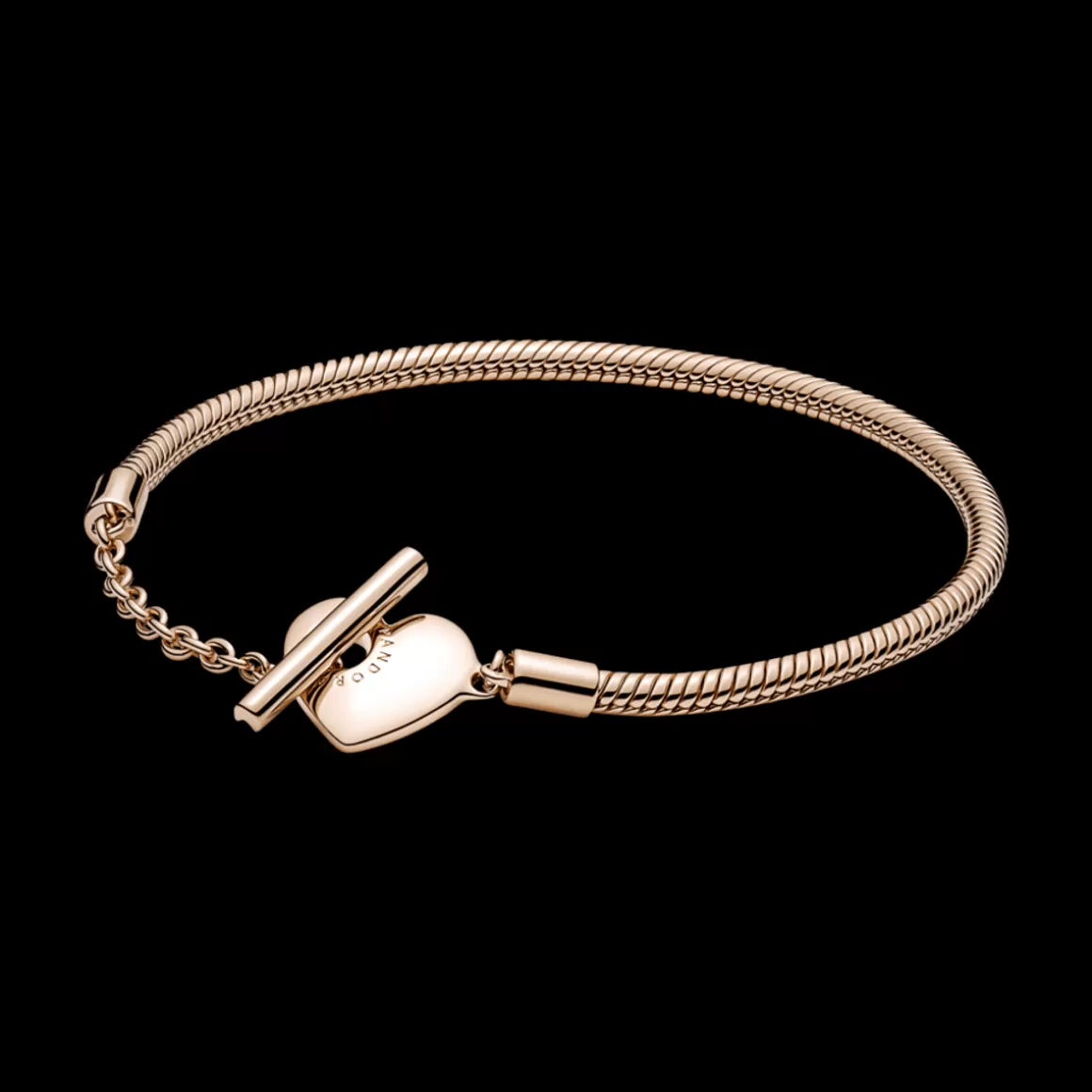 Pandora Braceletes De Ouro Rosé-Bracelete Moments_Fecho T Coracao Rose