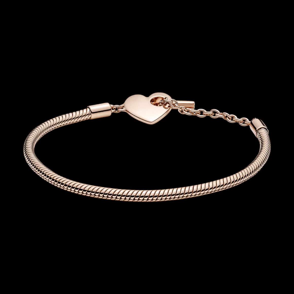 Pandora Braceletes De Ouro Rosé-Bracelete Moments_Fecho T Coracao Rose