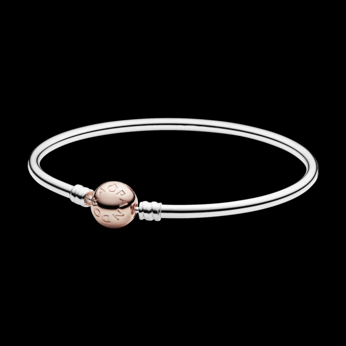 Pandora Braceletes Rígidos Dois Tons-Bracelete Moments Rigido Com Fecho Ouro Rose