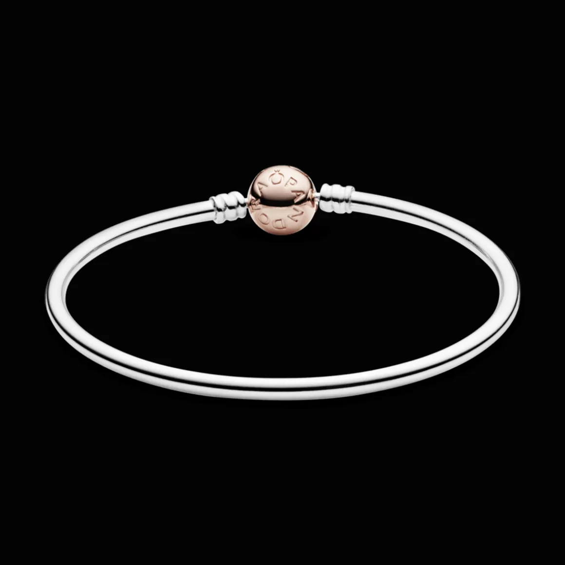 Pandora Braceletes Rígidos Dois Tons-Bracelete Moments Rigido Com Fecho Ouro Rose