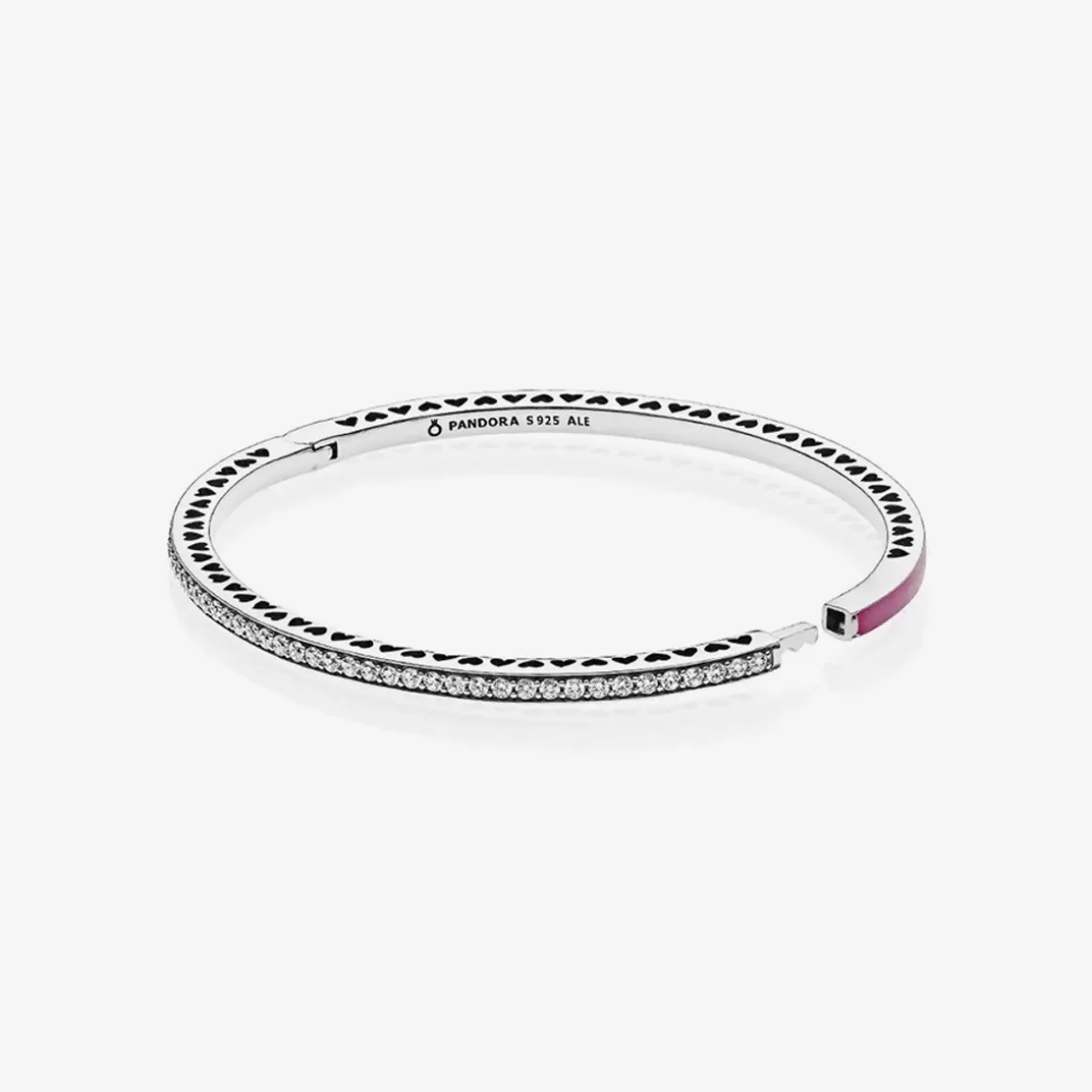 Pandora Braceletes Rígidos Em Prata-Bracelete Rígido Corações Radiantes Orquídia