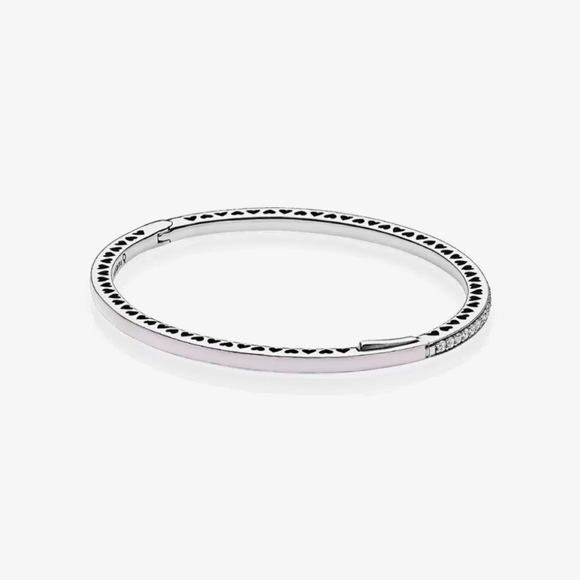 Pandora Braceletes Rígidos Em Prata-Bracelete Rígido Corações Radiantes Rosa