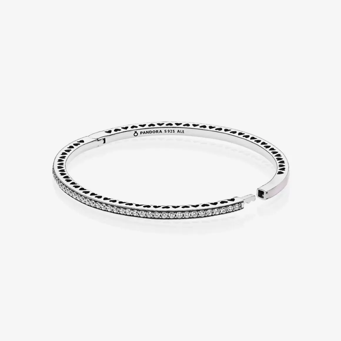 Pandora Braceletes Rígidos Em Prata-Bracelete Rígido Corações Radiantes Rosa