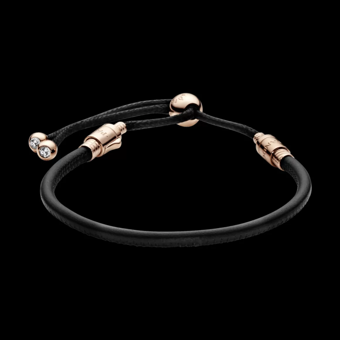 Pandora Braceletes Maleáveis Em Couro-Bracelete RoseCordão De Couro Preto