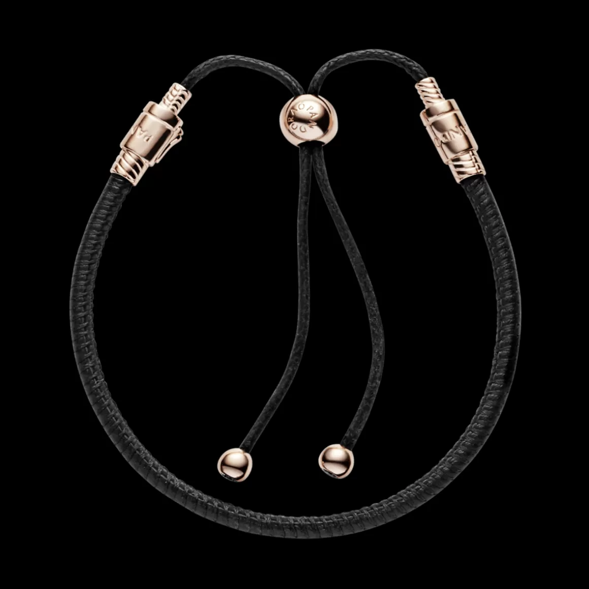 Pandora Braceletes Maleáveis Em Couro-Bracelete RoseCordão De Couro Preto